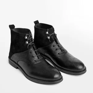 Men leather high neck shoes